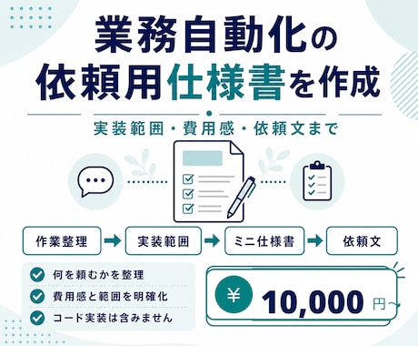 業務自動化の依頼用仕様書を作成します フォーム・PDF・通知の要件を整理し実装見積りへ イメージ1