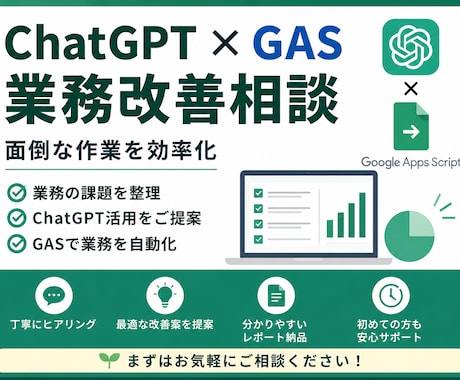 ChatGPTとGASで業務改善のご提案をします 面倒な手作業を減らし、業務効率化の方法をご提案します イメージ1