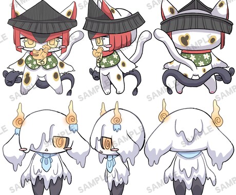 ケモノ等、低頭身マスコットキャラの三面図描きます もふもふ、もちもちなかわいいキャラデザいかがですか？ イメージ2