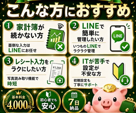 LINEでAI家計管理ボットを作成します 送るだけで支出を自動記録！初心者も安心 イメージ2