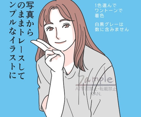 写真からそのまま似顔絵に！シンプルな線画で描きます お写真の通りの角度、服装、髪型で線画にして着色いたします。 イメージ2