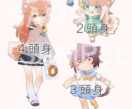 ２～４頭身のイラスト承ります イメージをミニキャラでお描きします！ イメージ1
