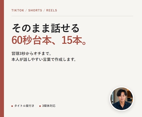配信者向けに1分ショート動画台本15本を作ります イメージ1