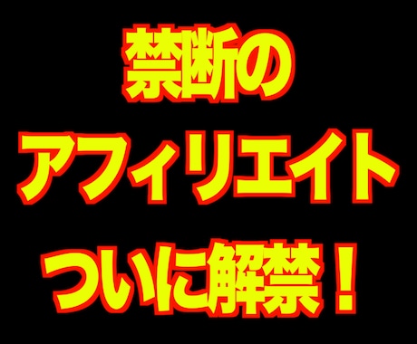 禁断のアフィリエイト解禁します ライバル不在の完全ブルーオーシャンな市場で勝負しませんか？ イメージ1