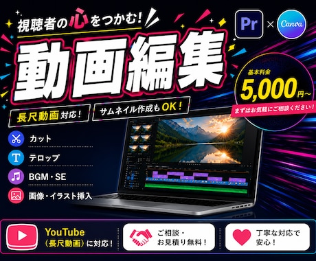 YouTube | 動画編集を代行します 見やすさと分かりやすさを大切に仕上げます！ イメージ1