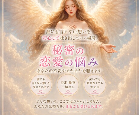 秘密の恋愛の悩み。あなたの不安やモヤモヤを聴きます 誰にも言えない想いを吐き出して心を軽くしましょう イメージ1