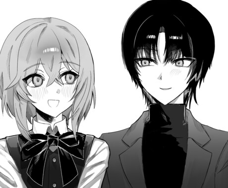 漫画風の白黒の可愛いイラスト作成します 可愛い漫画風のオリジナルイラスト！ヘッダーやアイコン等に イメージ1