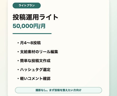 飲食店向けにインスタ運用とリール制作を伴走します 投稿企画から制作・改善までサポートします。 イメージ1