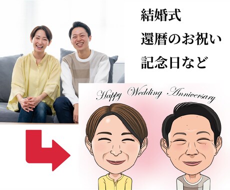 下書き無料！ふわっといい感じの似顔絵を描きます 結婚式/ウェルカムボード/結婚記念/両親贈呈品/ウェディング イメージ2
