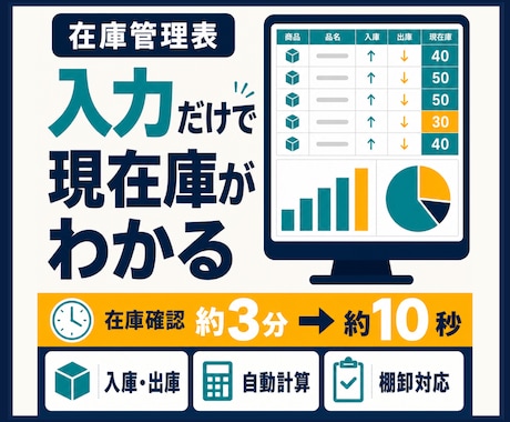入出庫・棚卸まで管理できる在庫管理表を作成します イメージ1