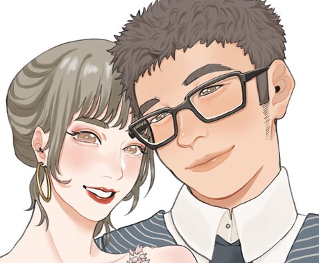 自分と好きなキャラクターとのツーショット描きます アニメキャラクタードラマ有名人とのツーショット可愛く描けます イメージ2
