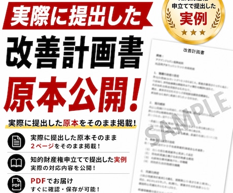 実際に提出した改善計画書を公開します 実際に提出した原本を参考資料として公開 イメージ1