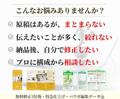 実績1300件超◆情報整理のプロがパンフを作ります 「何を伝えればいい？」をプロが整理。自分で直せるパワポパンフ イメージ2