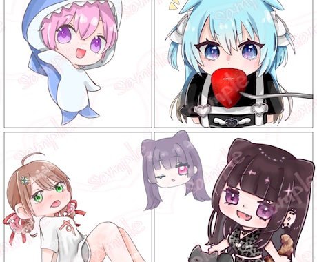 表情差分3点~付き！可愛いデフォルメのお顔描きます 表情差分以外にも融通ききます！ イメージ2