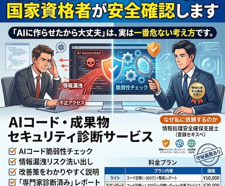 AIが作ったシステム国家資格者が安全確認します AIに作らせたから大丈夫」は、実は一番危ない考え方です。 イメージ1