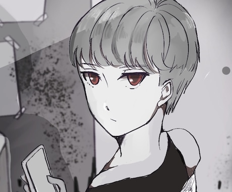 商用利用OK！雰囲気のあるSNS用アイコン描きます 白黒＋差し色の印象的なアイコンいかがですか？ イメージ2