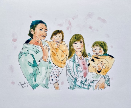 お祝いなどの贈り物に水彩画で似顔絵等お描きします イメージ1