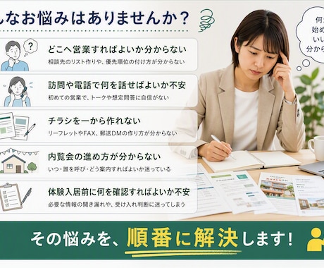 障害者グループホームの入居者集め営業一式を渡します 誰に何を持っていくか。営業の型を20点セットでお渡しします イメージ2