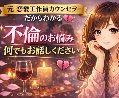 不倫のお悩み✨今の状態、今後など分析します 人に言えない、でもなんとかしたい！何でもお話しください！ イメージ1