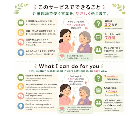 外国人介護職向けに介護日本語教えます わからない介護用語をやさしく説明します イメージ2