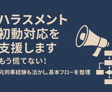 ハラスメント初動対応を支援します もう慌てない！ 元刑事経験も活かし基本フローを整理しました。 イメージ1