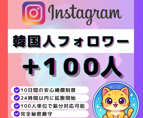Instagramリアル韓国人100人増やします ✅Instagram顔写真＆投稿多数の高品質！振分対応可！ イメージ1