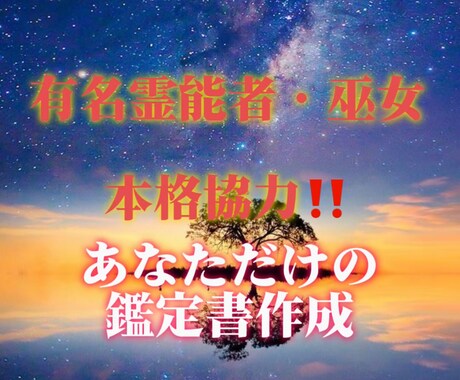 あなただけの鑑定書あります 有名霊能者&巫女が協力‼️霊視でチャンスを見逃さない‼️ イメージ1