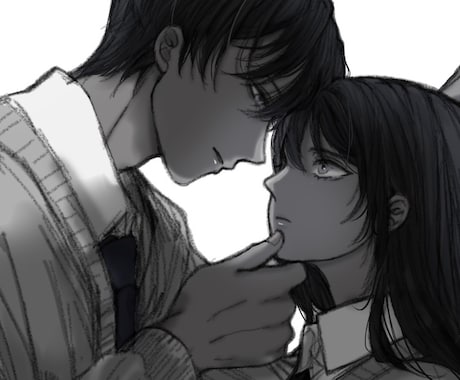 関係性が伝わるイラストを制作いたします 切なさや執着まで表情と空気感で描写します イメージ1