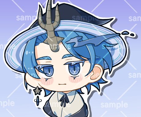 商用OK！ミニキャラのステッカー風アイコン承ります オリジナルキャラクターをかわいいSNSアイコンに致します！ イメージ2