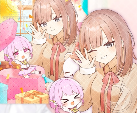 歌ってみたMV・一枚絵・グッズイラストを制作します リピート多数！丁寧なやり取りで初めての方も安心です イメージ2