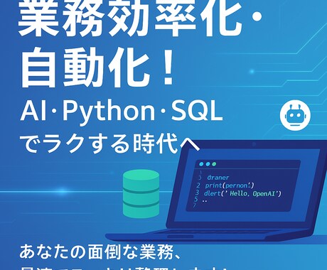 業務効率化  AI・Pythonで業務を楽にします ChatGPT・Python・SQLであなたの業務をラクに！ イメージ1