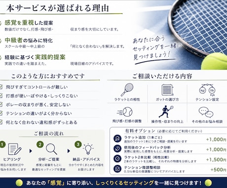 テニスの飛び・操作性を診断します 中級者向け感覚重視でもご提案。 イメージ2