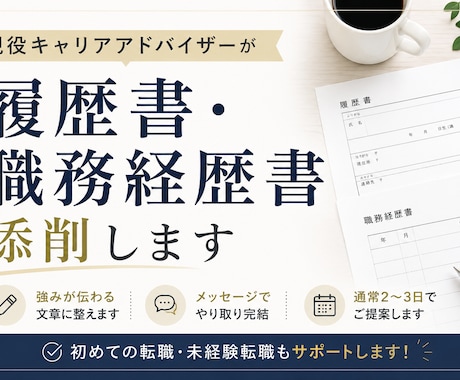 履歴書・職務経歴書を添削します 現役キャリアアドバイザーが強みの伝わる書類に整えます イメージ1