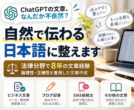 AIで作った文章を自然で読みやすく整えます イメージ1