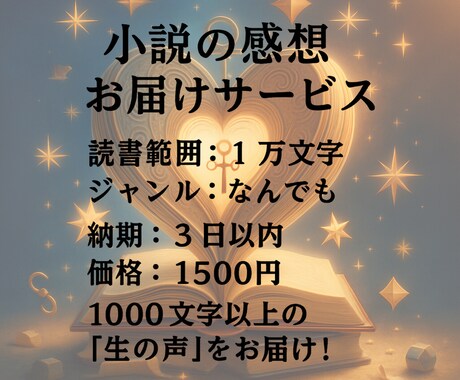 あなたの小説を読んで臨場感たっぷりの感想を届けます モチベアップ、ブラッシュアップのおともに イメージ1