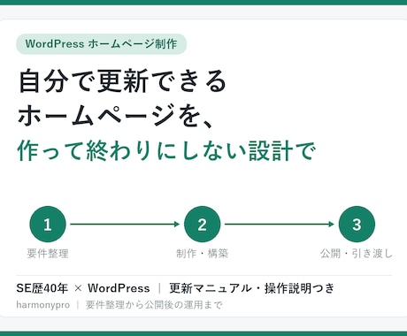 WordPressで長く使えるホームページ作ります SE歴40年。要件整理から公開まで、作って終わりにしない設計 イメージ1