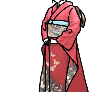 一生に一度の大切なお写真をイラストにします 綺麗なお洋服をそのまま残します。 イメージ2
