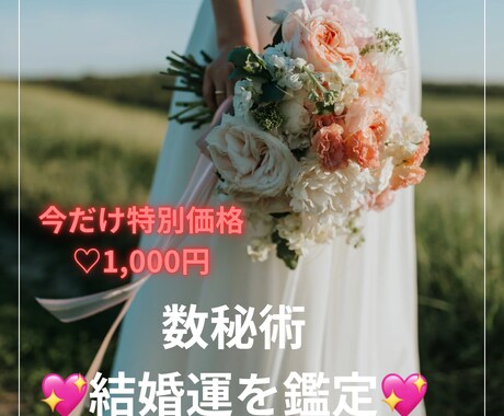 数秘術で導くあなたの結婚運と未来のご縁を鑑定します いつ結婚できる？どんな相手？数秘術で未来の扉を開きます♡ イメージ1