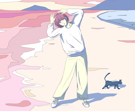 雰囲気のあるイラストを描きます 頑張ってエモい雰囲気出します。でかいねことか描きます。 イメージ2