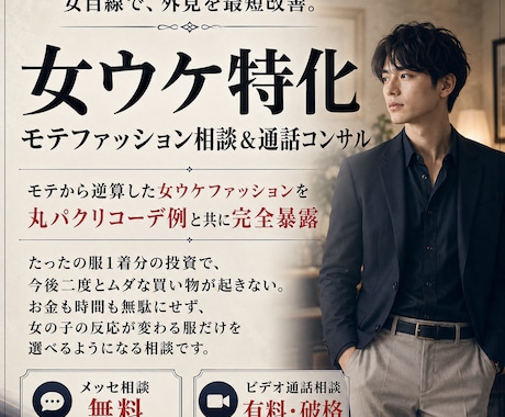 女ウケ特化モテファッション相談＆通話コンサルます モテから逆算した女ウケファッションを丸パクリコーデ例完全暴露 イメージ1