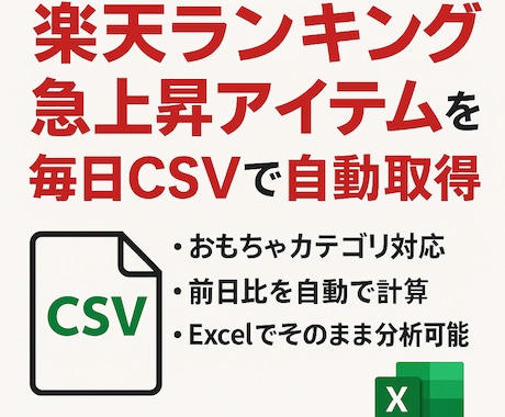 楽天ランキングの急上昇を取得するアプリを納品します 流行トレンドや売れ筋商品の把握に イメージ1