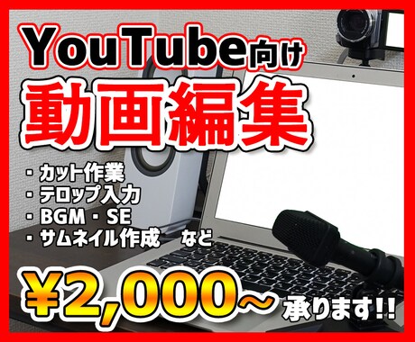 YouTube向け動画編集します 特別価格2,000円から！編集ならお任せください！ イメージ1
