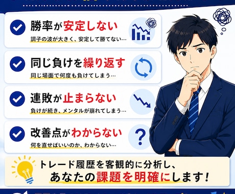トレード履歴から負けパターンを分析します 感情や癖を見える化して改善点をご提案します イメージ2