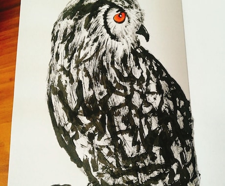 インテリアにいかがですか？フクロウの墨絵、描きます 猛禽類大好きで数年前から趣味で描いてます！ イメージ2