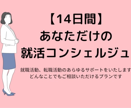 14日間：あなただけの就活コンシェルジュになります 就活相談、求人提案、履歴書添削まで就活の全てに対応します！ イメージ1