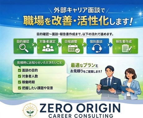外部キャリア面談で職場を改善・活性化します 外部面談で現場の声を把握し、個人支援と組織改善を同時に実現へ イメージ1