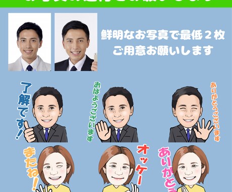 LINEスタンプ１６個制作致します ゆるくて親しみやすい似顔絵LINEスタンプを制作します。 イメージ2
