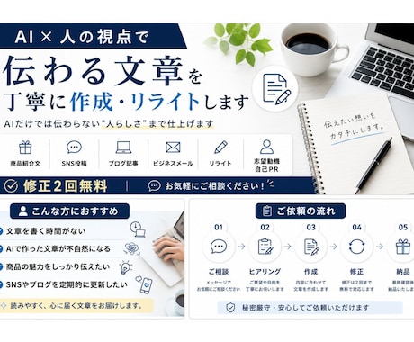 伝わる文章を丁寧に作成・リライトします イメージ1