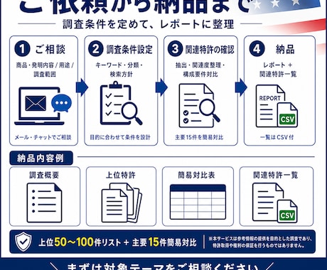 米国特許の簡易FTO調査します 主要な関連特許を抽出しリスクを整理 イメージ2