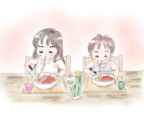 商用可◎家族の何げない日常を宝物のイラストにします 大切な家族との日常や成長の瞬間をイラストにしませんか？ イメージ1